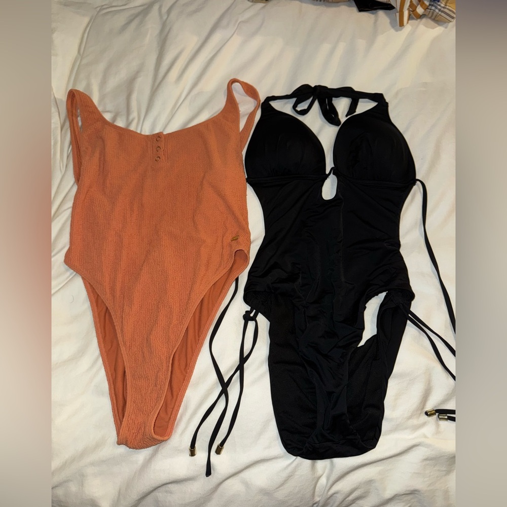 Two for the price of ONE - ONE Piece Swimsuit Set - Black and Orange included!